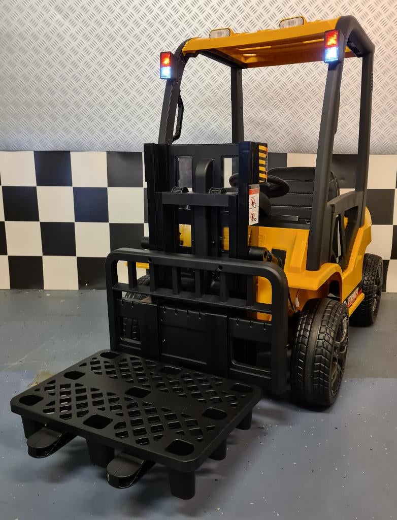Kinder Heftruck - soft start - leren zit - 12 volt - met RC, Kinderen en Baby's, Speelgoed |Speelgoedvoertuigen, Ophalen of Verzenden