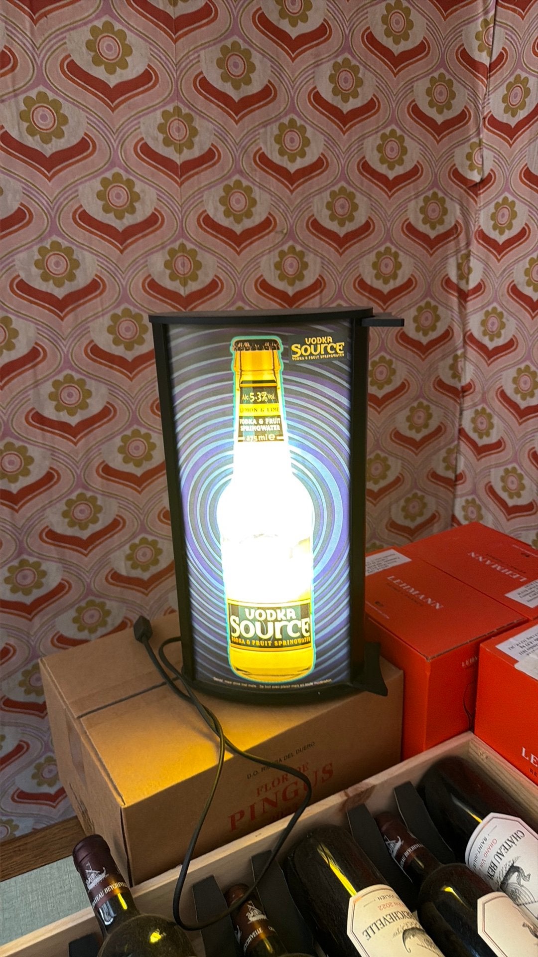 Vodka source lichtbakje, Verzamelen, Merken en Reclamevoorwerpen, Ophalen of Verzenden, Gebruikt, Lichtbak of (neon) lamp