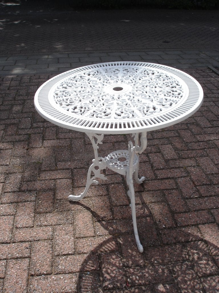 Tuintafel Ø 74x71 cm gietaluminium wit, Ophalen, Gebruikt, Rond, Aluminium