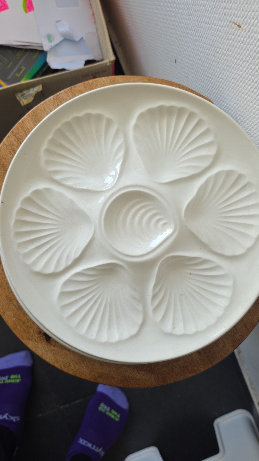 Lot de 4 assiettes a huitres / fruits de mer / coquilles St, Enlèvement ou Envoi