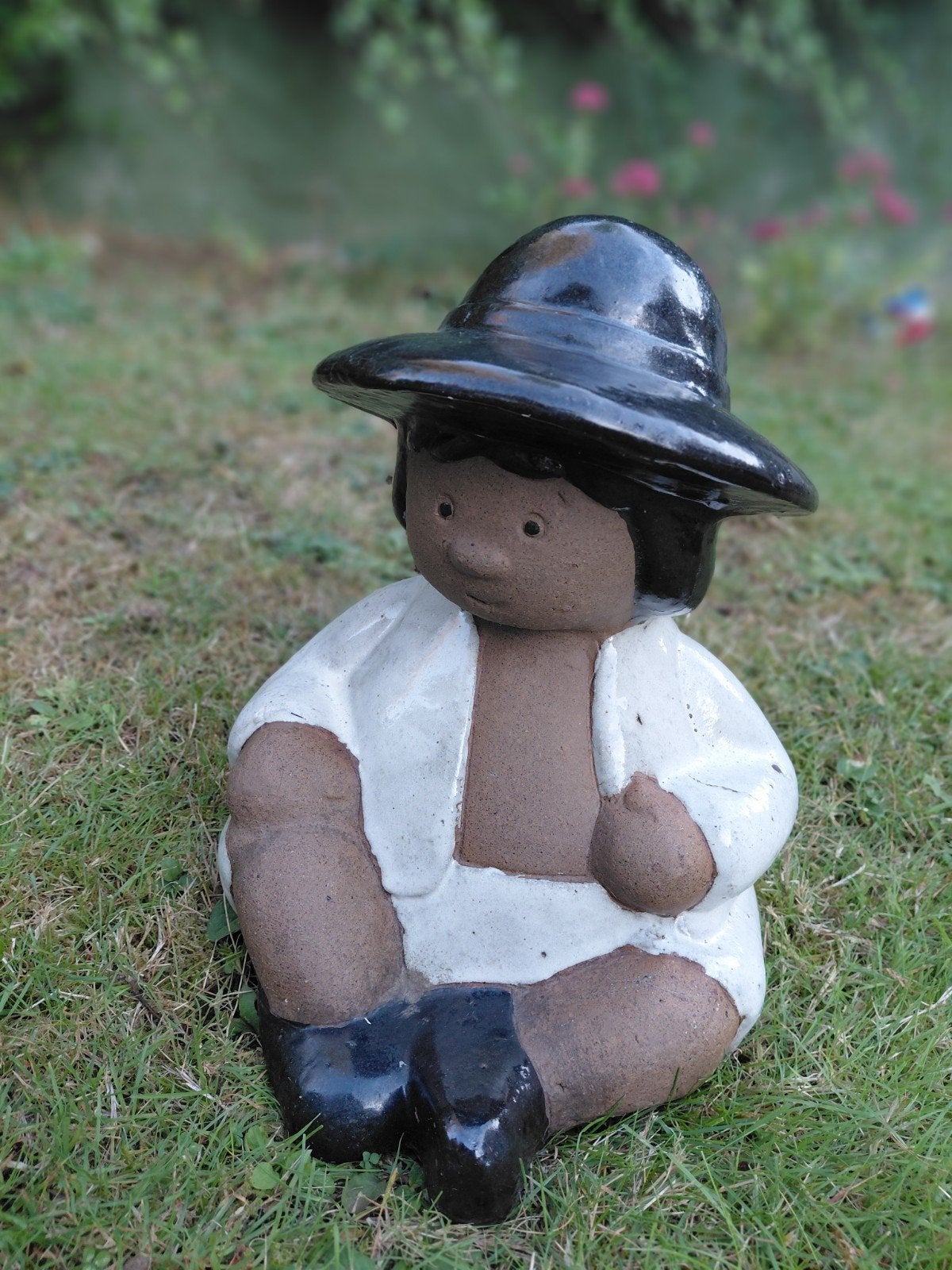 Statuette bonhomme latino-américain à chapeau en terre cuite, Jardin & Terrasse, Enlèvement, Utilisé