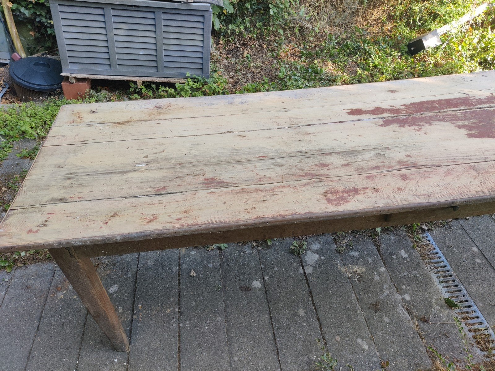 antieke houten eetkamertafel / kloostertafel met, Enlèvement