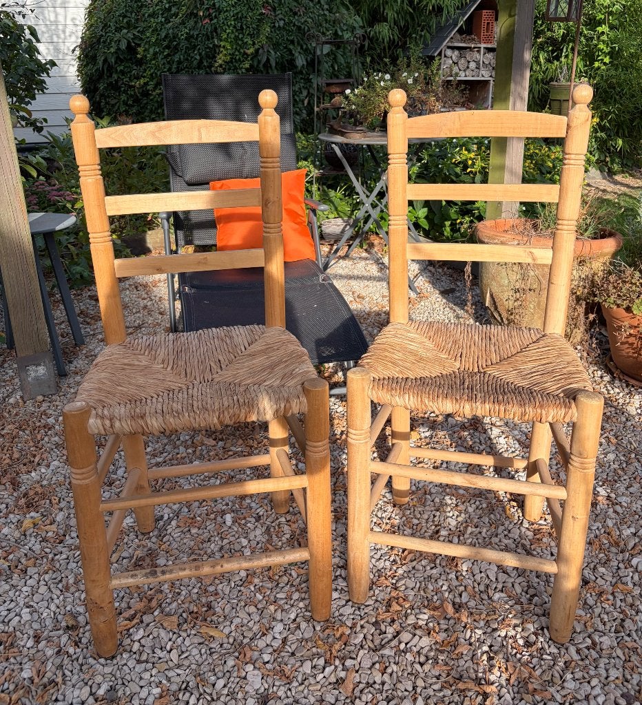 2 CHAISES EN PAILLE, Enlèvement, Comme neuf, Bois, Deux