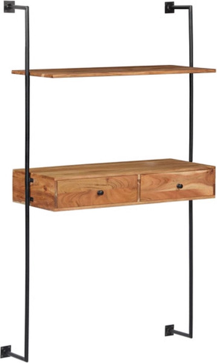 Wandbureau industriële stijl, Ophalen, Nieuw, Bruin, Hout