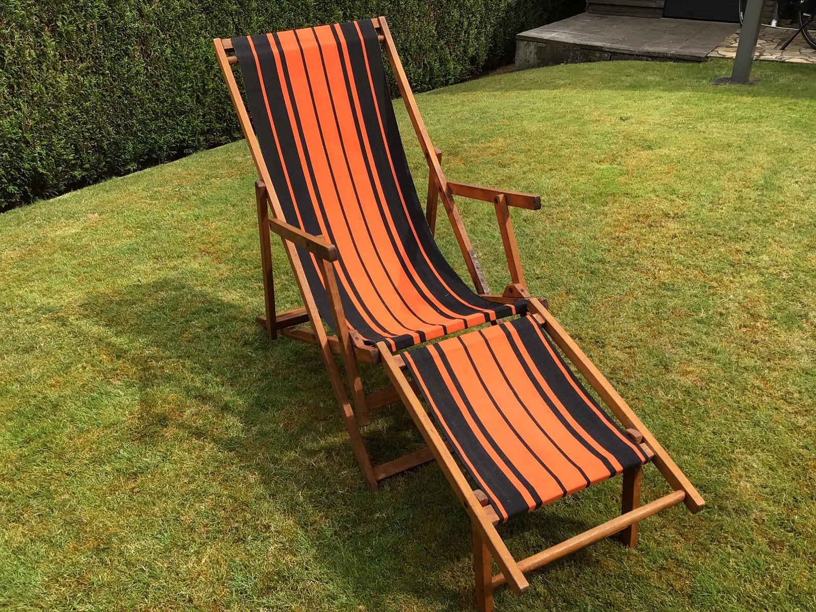Strandstoel jaren 60 “transatlantic”, Ophalen, Gebruikt, Hout, Inklapbaar
