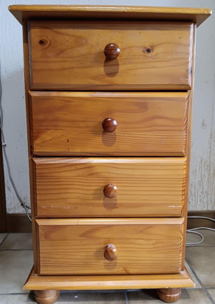 commode, 3 ou 4 tiroirs, 25 à 50 cm, Moins de 100 cm, Pin