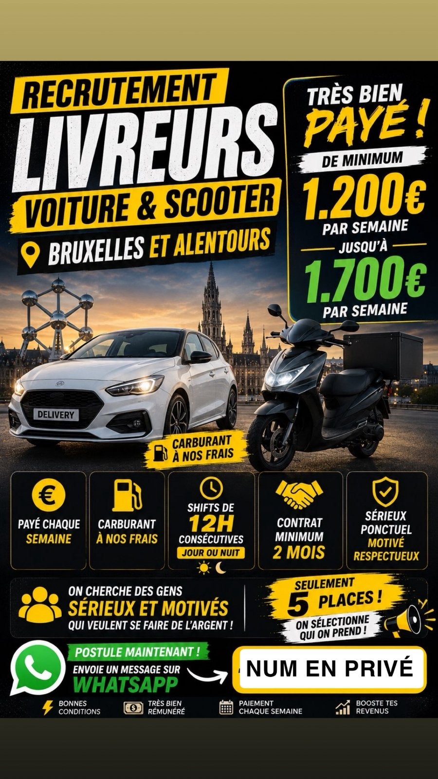 LIVREUR VOITURE, SCOOTER ET VELO ÉLECTRIQUE