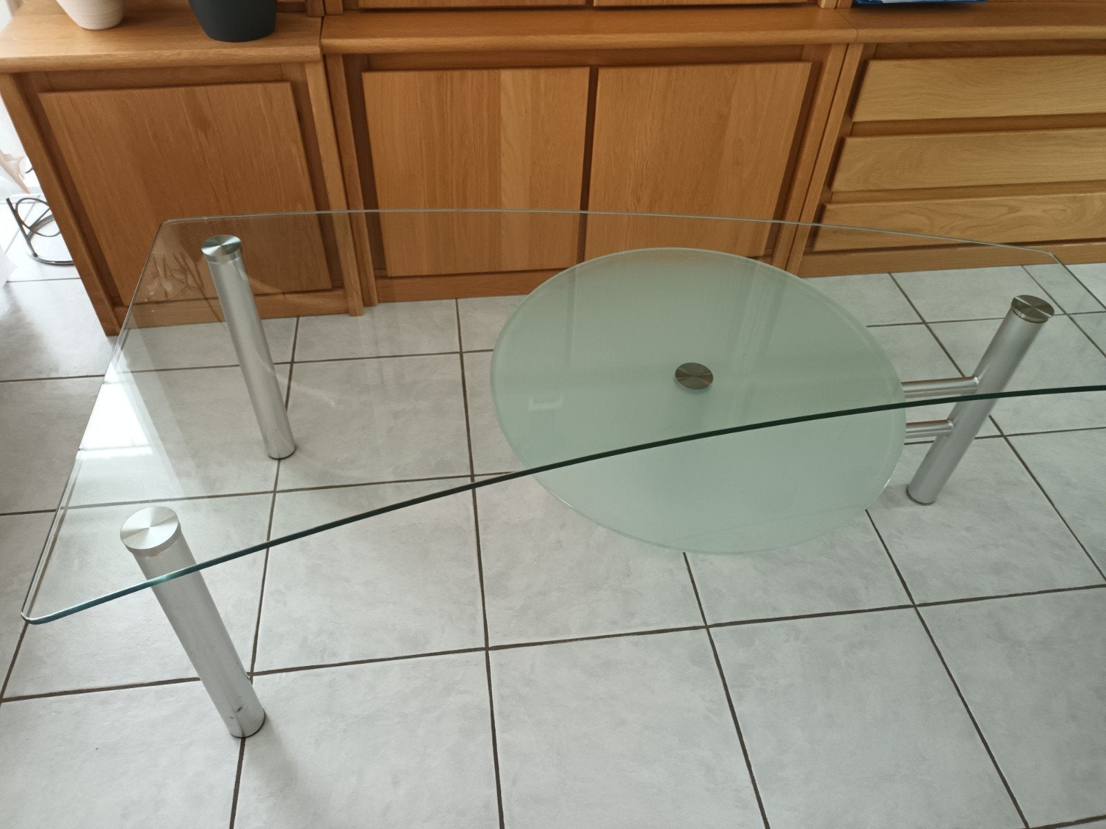 Glazen salontafel, Maison & Meubles, Tables | Tables de salon, Enlèvement, Rond