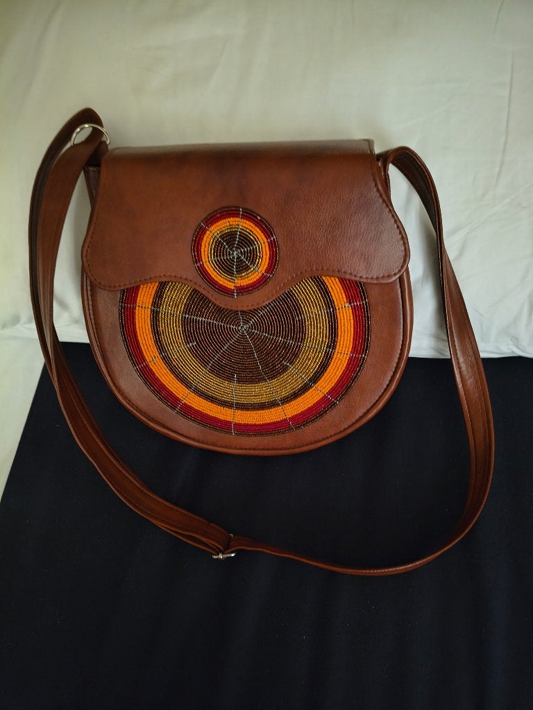 petit sac en cuir rond, fait main, Enlèvement ou Envoi, Neuf, Brun, Sac à bandoulière