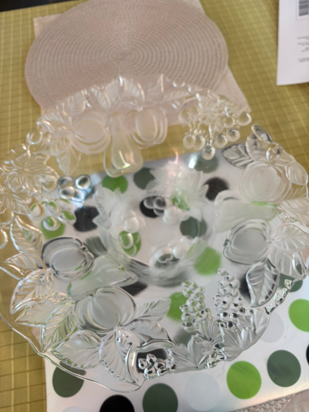 Grote glazen fruitschaal met fruitmotief – vintage stijl, Antiek en Kunst, Ophalen of Verzenden