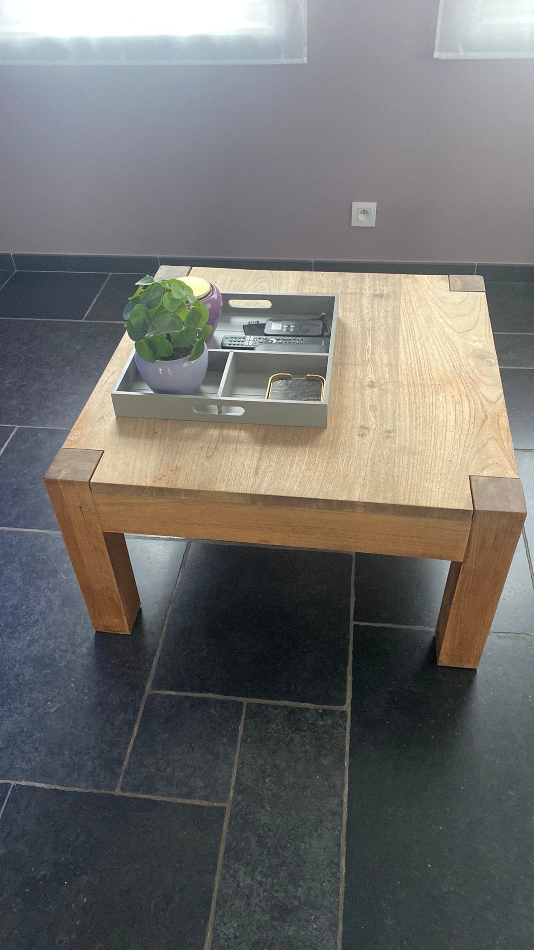 Table basse entièrement en chêne, Maison & Meubles, Enlèvement, Utilisé