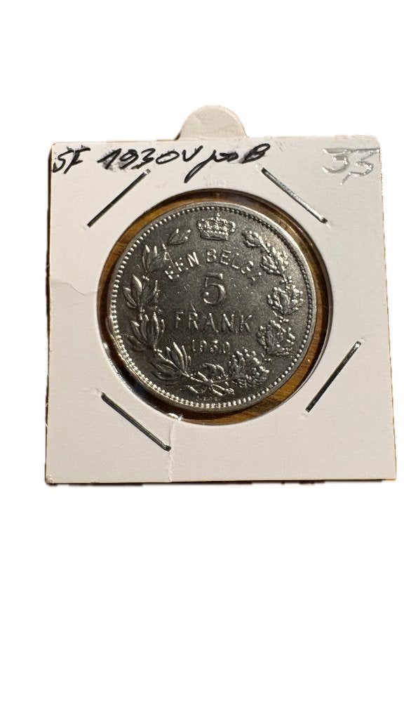 ALBERT I: 5 FRANC 1 BELGA 1930V Positie B, Ophalen of Verzenden