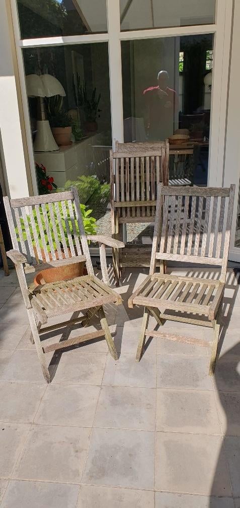 tuin terras stoelen, Tuin en Terras, Ophalen, Gebruikt, Teakhout