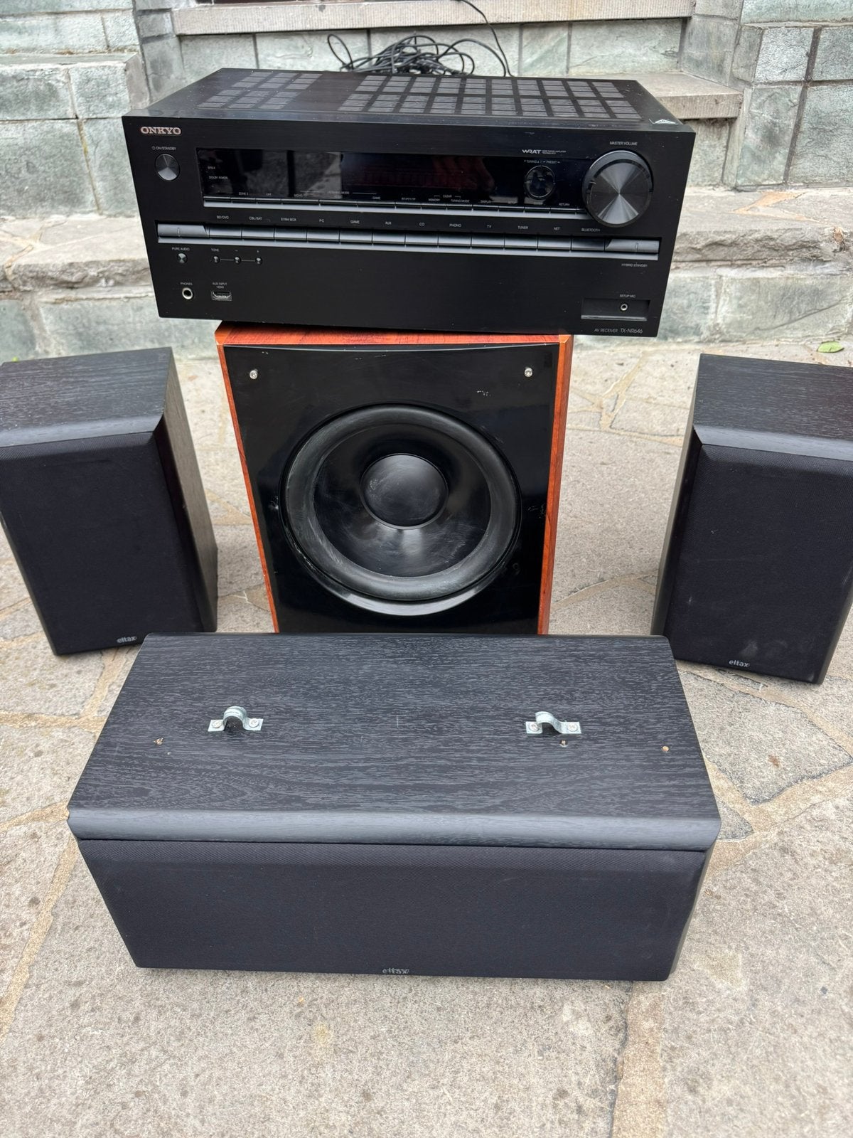 Pack Home-Cinéma 3.1 Onkyo + Enceintes & Caisson Eltax, Enlèvement, Comme neuf