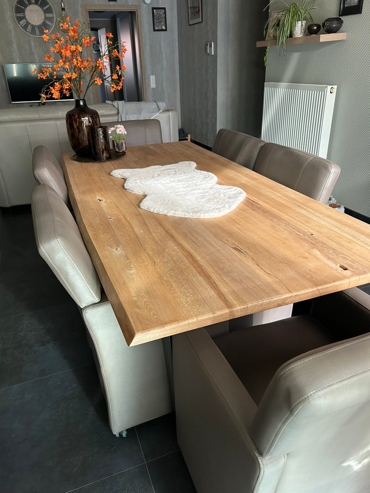 Tafel , 2.20m en 6 stoelen, Huis en Inrichting, Gebruikt, 100 tot 150 cm, 200 cm of meer, Landelijk