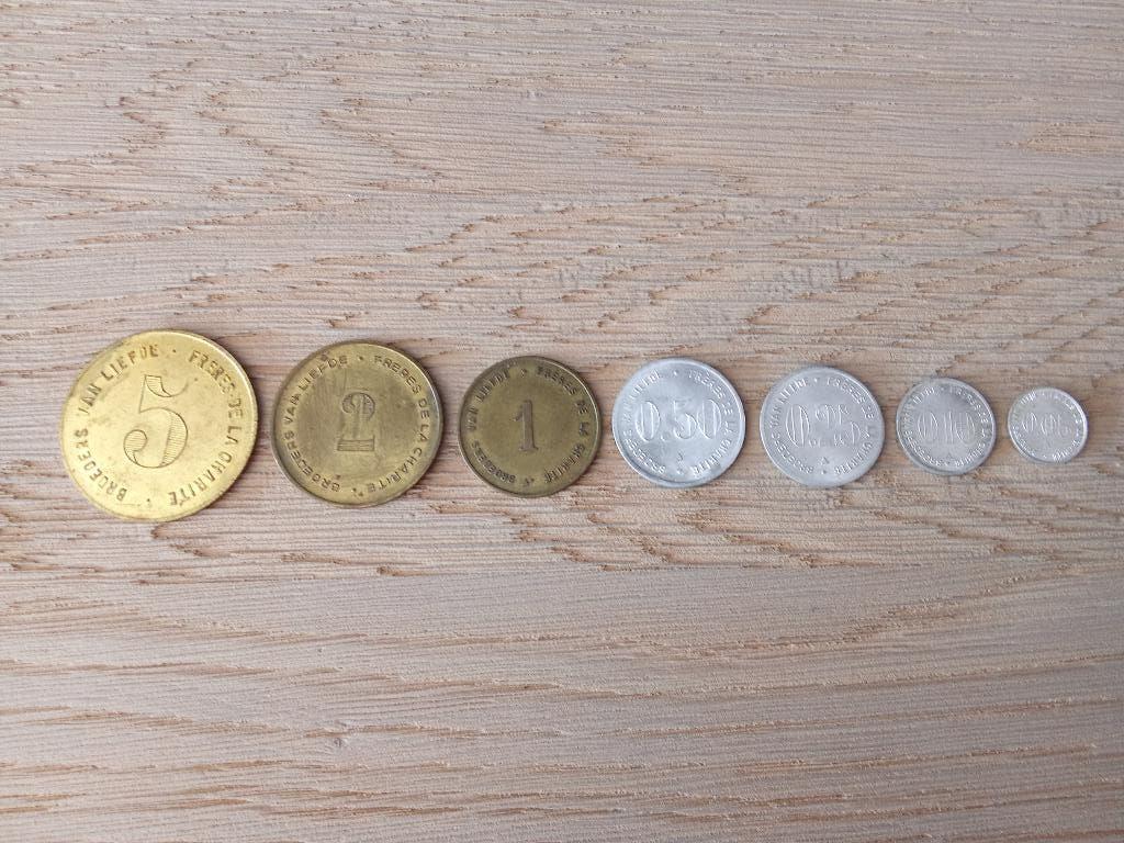Munten en biljetten Broeders van liefde Zelzate., Ophalen of Verzenden, Setje