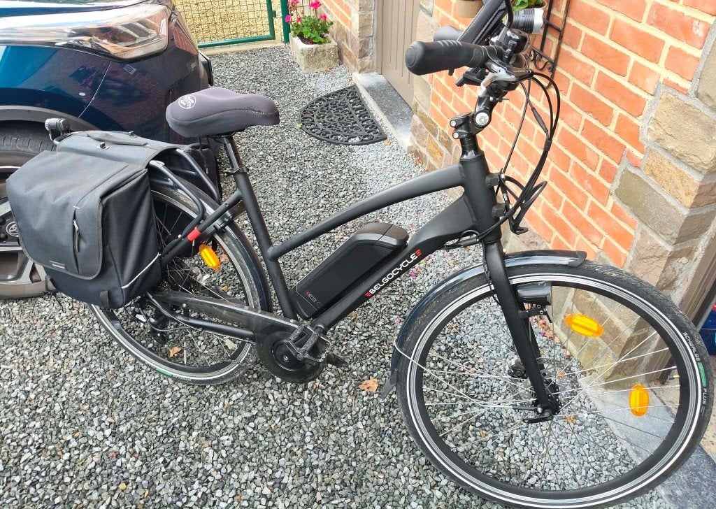 Vélo éléctrique Belgocycle Hybride, Vélos & Vélomoteurs, Vélos électriques, Enlèvement, Comme neuf, 50 km par batterie ou plus