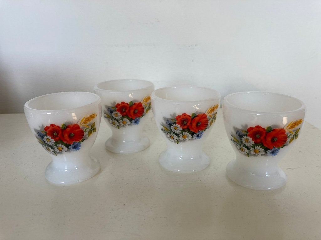 4 vintage eierdopjes van arcopal, Ophalen of Verzenden, Vintage