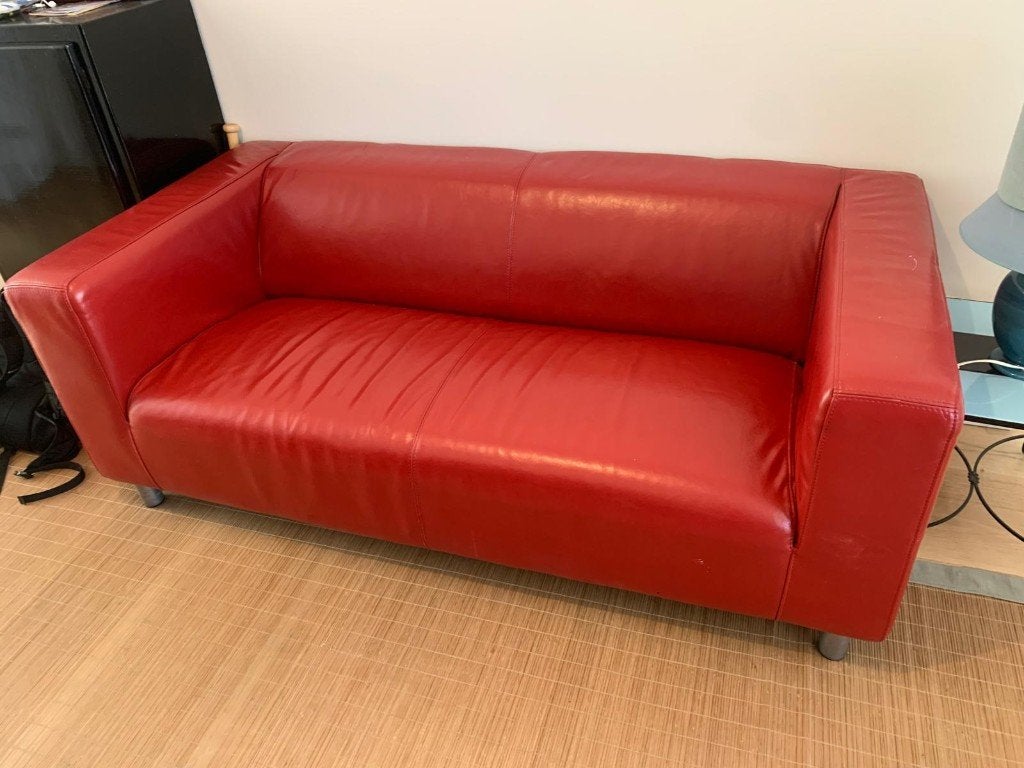 canapé en cuir vintage ikea, Maison & Meubles, 75 à 100 cm, Comme neuf, Enlèvement, 150 à 200 cm