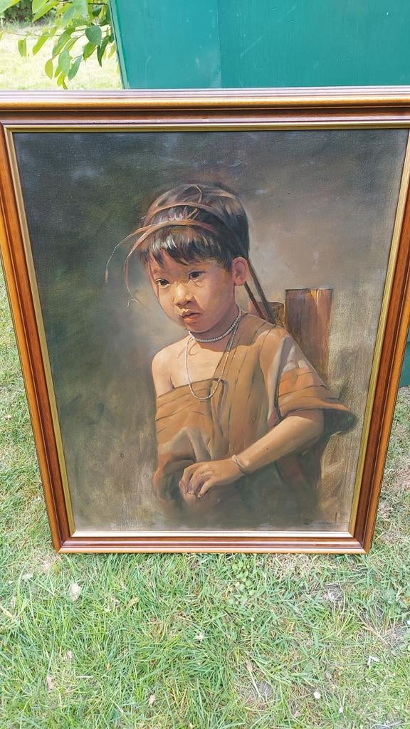 Schilderij Balinees kind, Antiek en Kunst, Ophalen of Verzenden