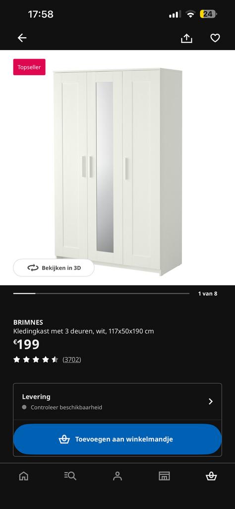 IKEA KLEDINGKAST WIT, Enlèvement, Neuf, Autres essences de bois