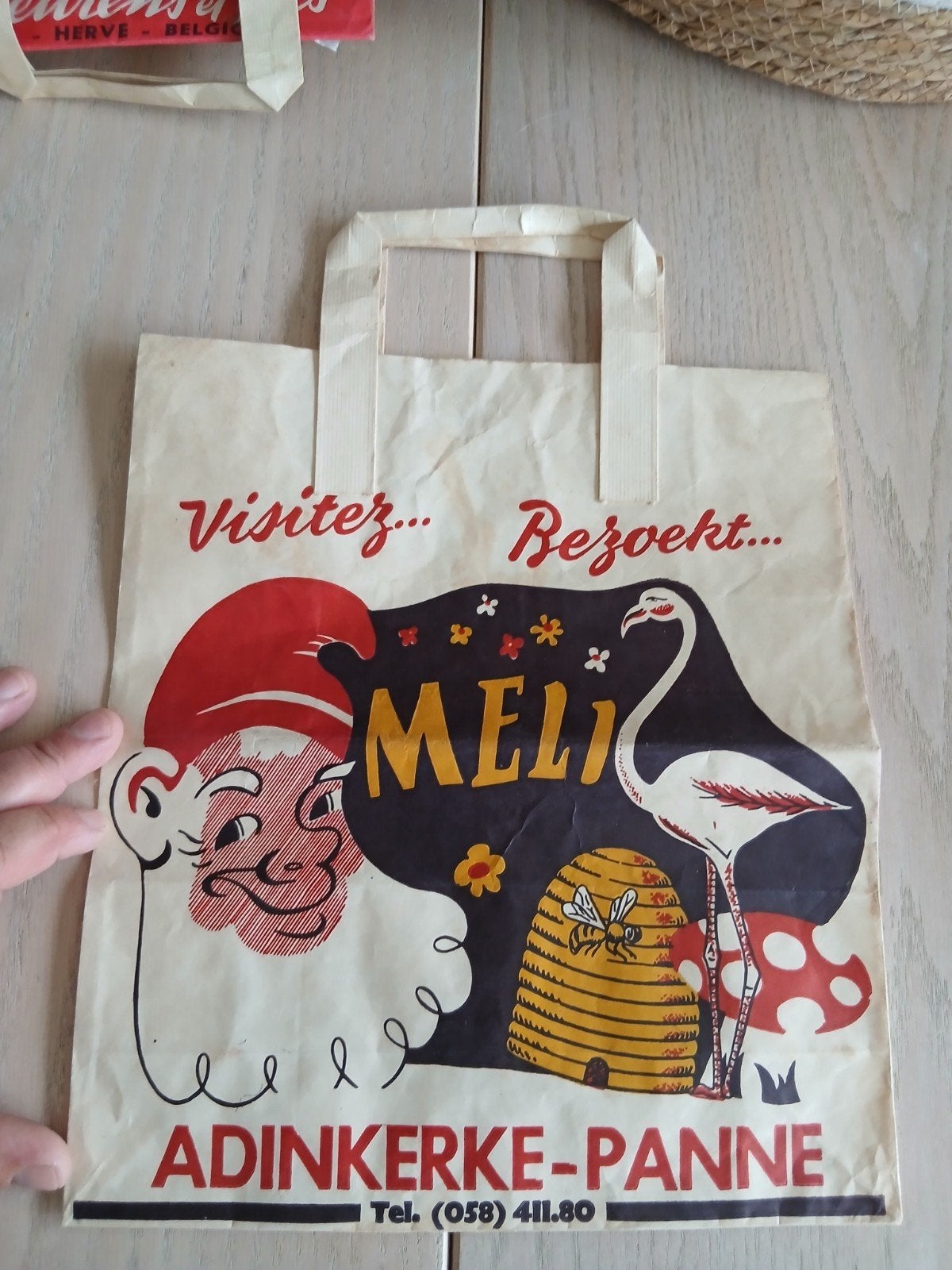 Vintage papieren winkelzakje Meli Adinkerke-De Panne, Ophalen of Verzenden