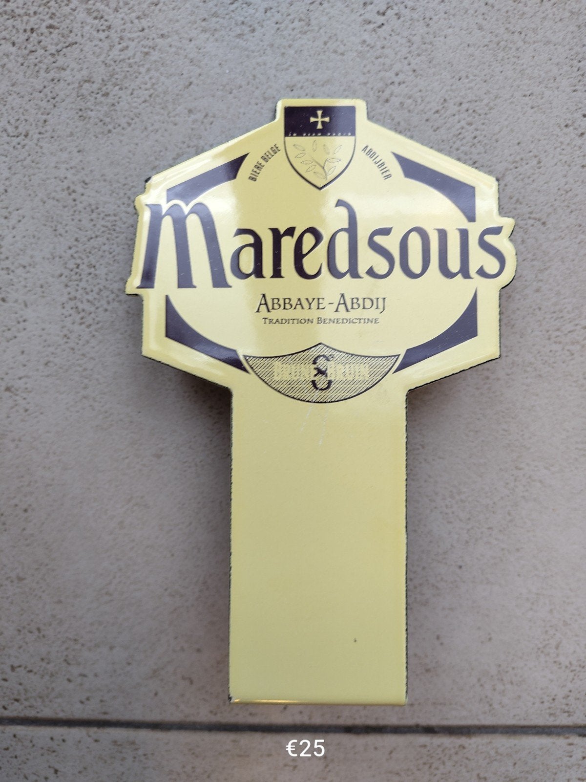 Maredsous emaille tap bordje., Verzamelen, Ophalen of Verzenden
