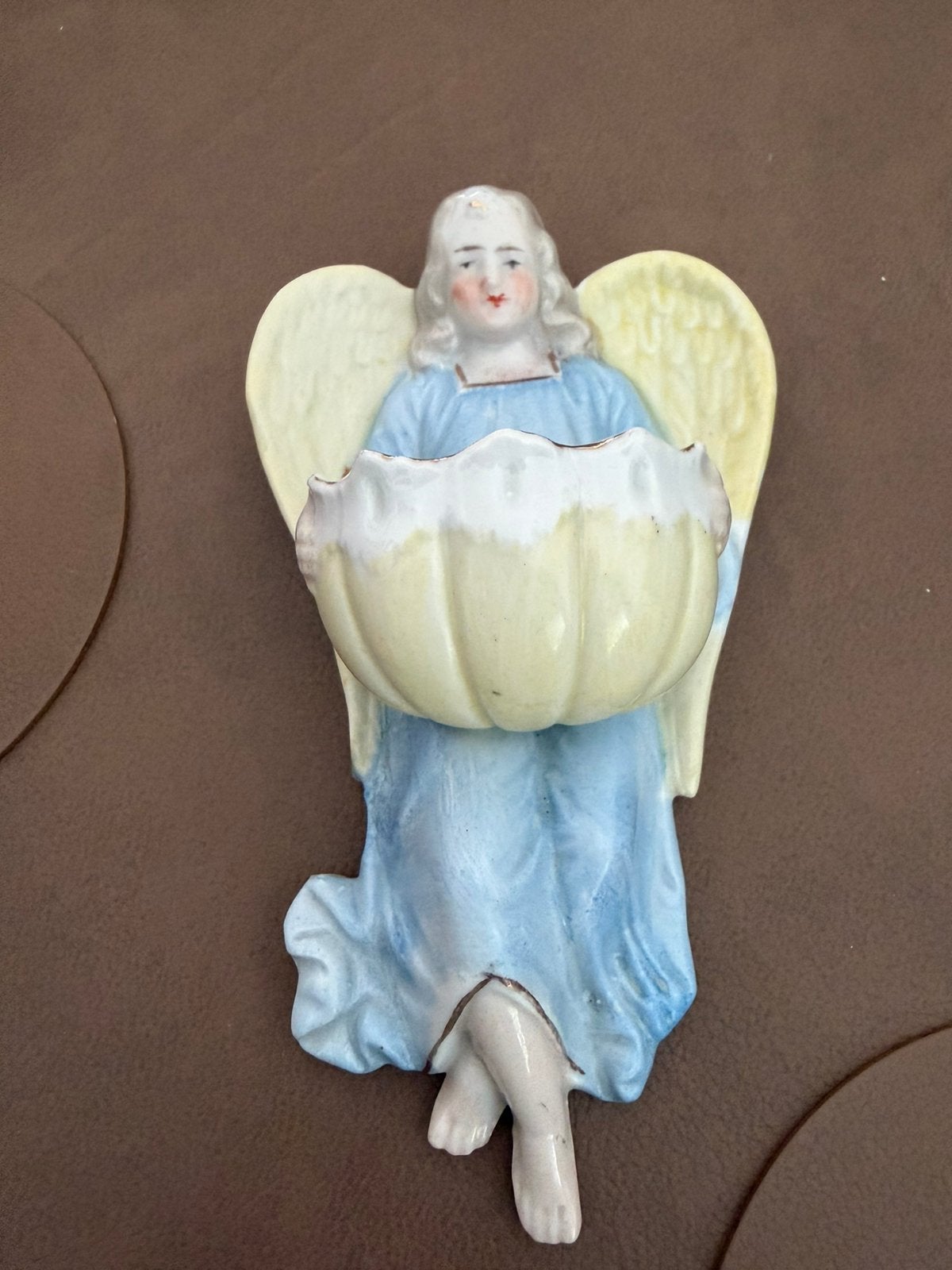 Biscuit porseleinen Engel wijwater vatje, Ophalen of Verzenden, Gebruikt, Religie