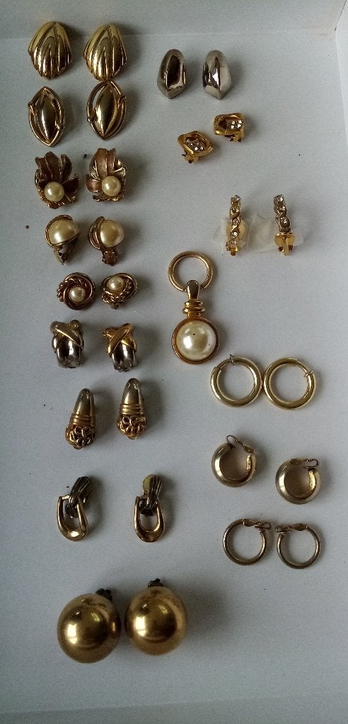 Lot 15 paires boucles oreille clip +1 pendentif  '80s-Impec, Enlèvement, Comme neuf