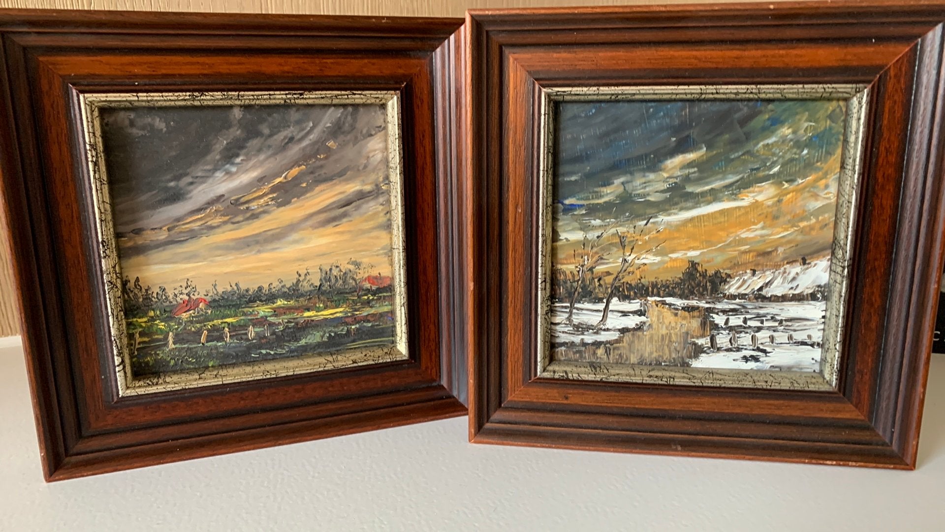 2 Peintures impressionniste « orage imminent », Enlèvement ou Envoi, Impressionniste, Peint à la main