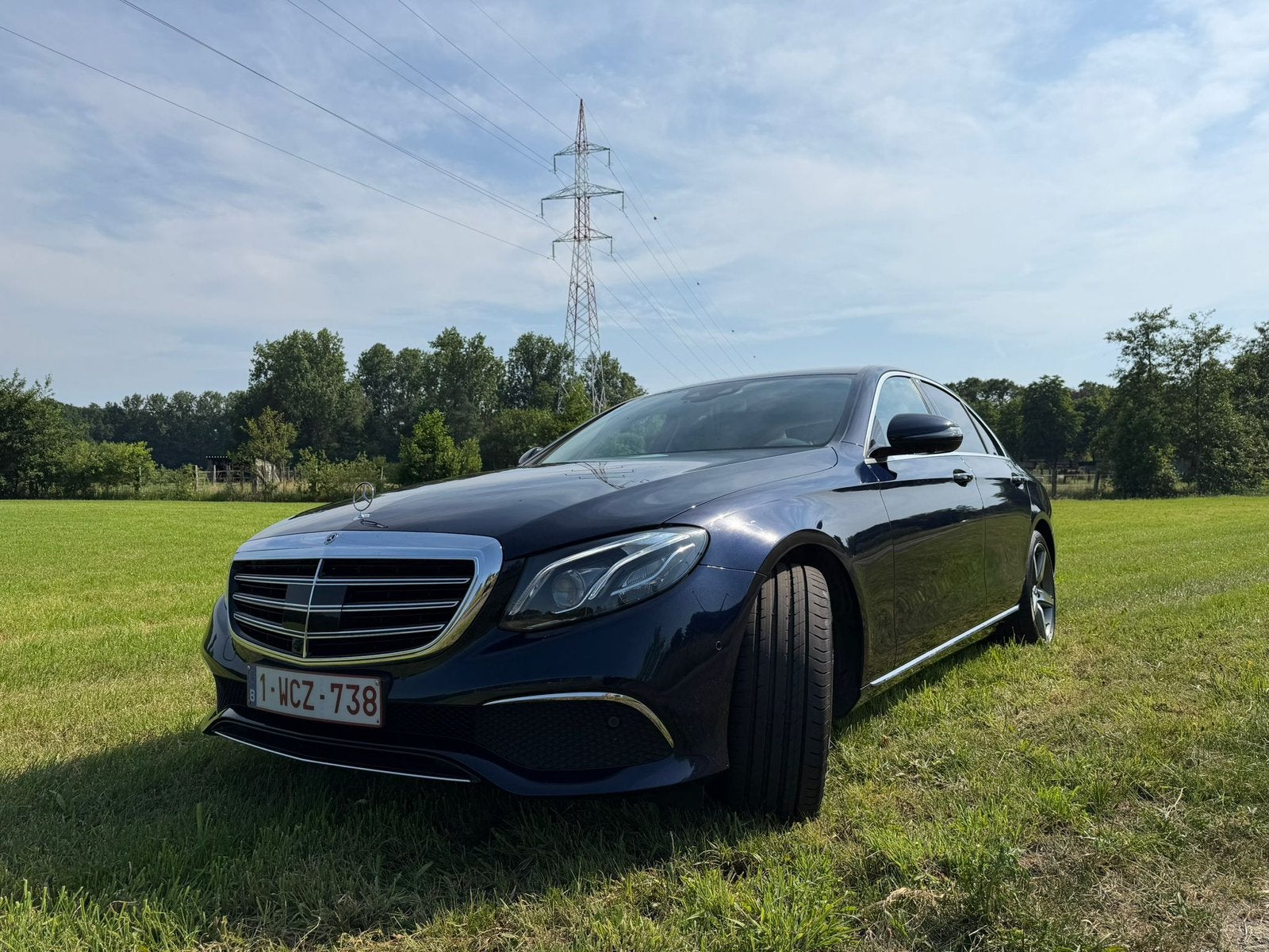 Mercedes-Benz E-Klasse E200d – 74.000 km, Auto's, Automaat, Achterwielaandrijving, Blauw, Leder