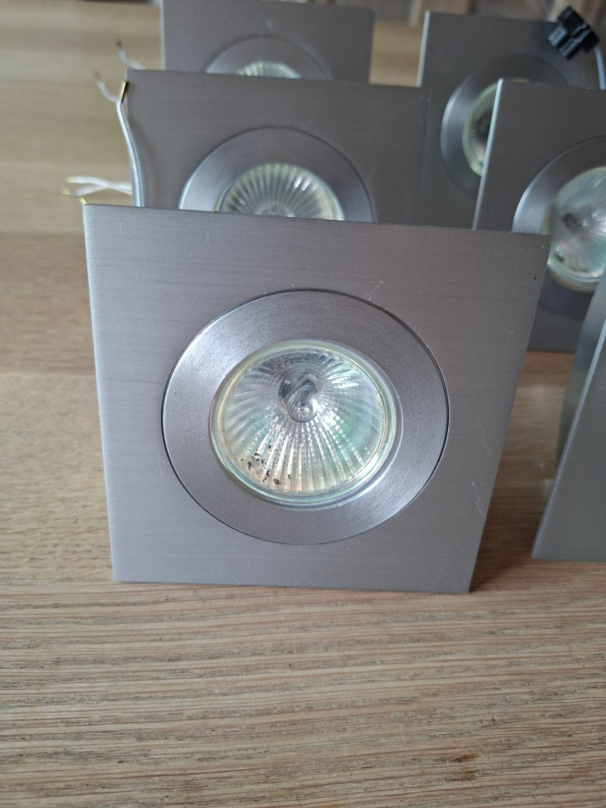Set van 11 Vierkante Inbouwspots – Geborsteld Aluminium, Huis en Inrichting, Lampen | Spots, Gebruikt, Ophalen of Verzenden, Inbouwspot