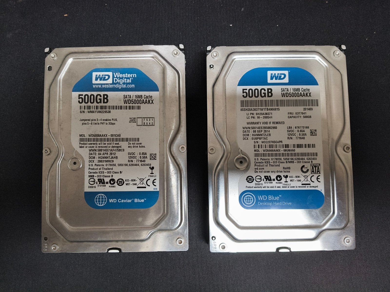 2 disques durs Western Digital. 500 Go, Enlèvement ou Envoi, Interne, Utilisé, WD (Western Digital)