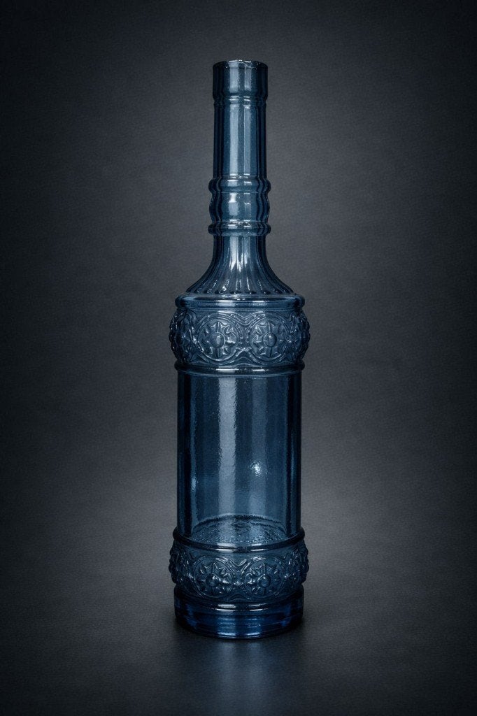 blauwe glazen decoratieve fles, Antiek en Kunst, Ophalen