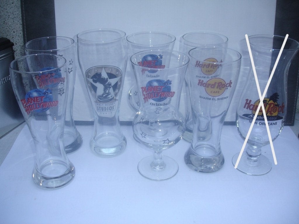Hard Rock Café, Hollywood Planet, Disney bierglazen, € 3,00, Ophalen of Verzenden, Zo goed als nieuw, Bierglas