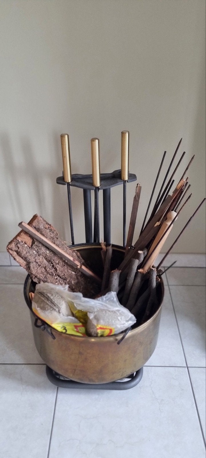 Set de feu pour cheminée, de la marque FLAM + BAC en cuivre, Enlèvement, Comme neuf, Insert, Cheminée au bois
