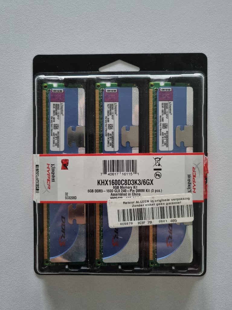 Kingston HyperX 6 GB DDR3 - 1600 RAM geheugen, Computers en Software, RAM geheugen, Gebruikt, DDR3, Ophalen of Verzenden, Desktop
