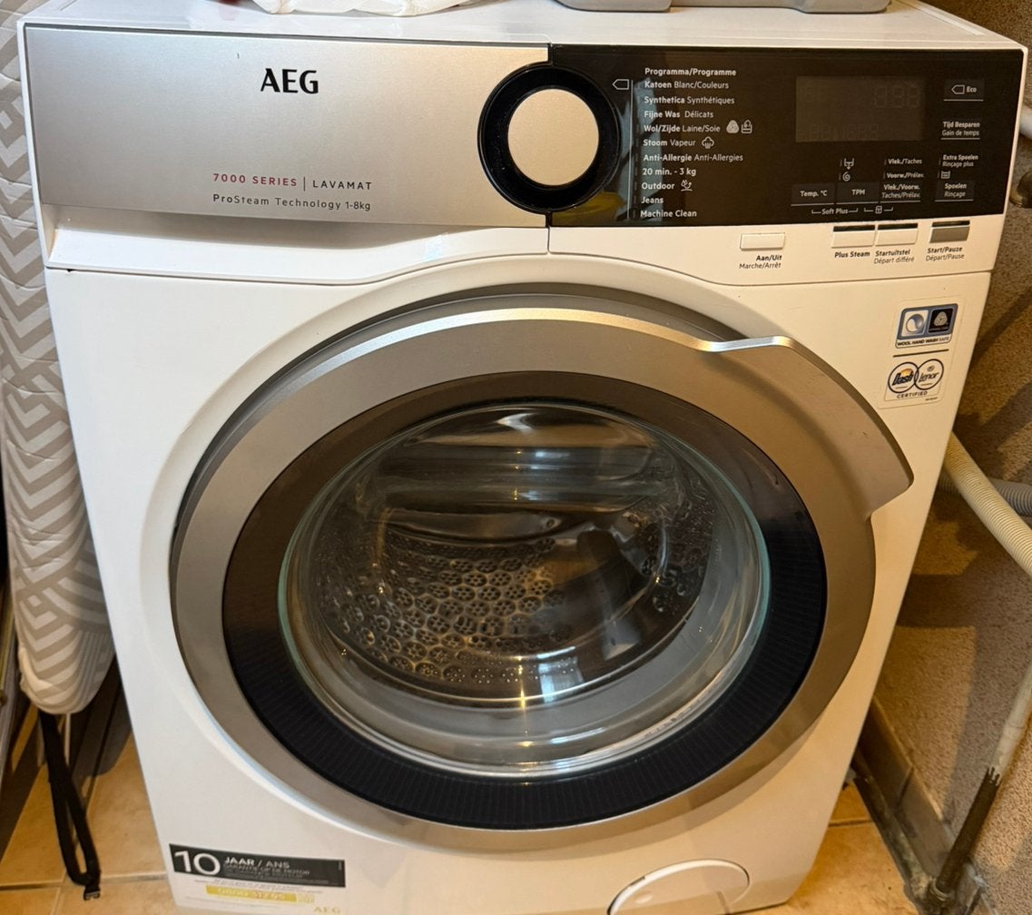Lave-linge AEG Série 7000 ProSteam 8 kg – 1400 tr/min, Ophalen, Gebruikt, Handwasprogramma, Voorlader