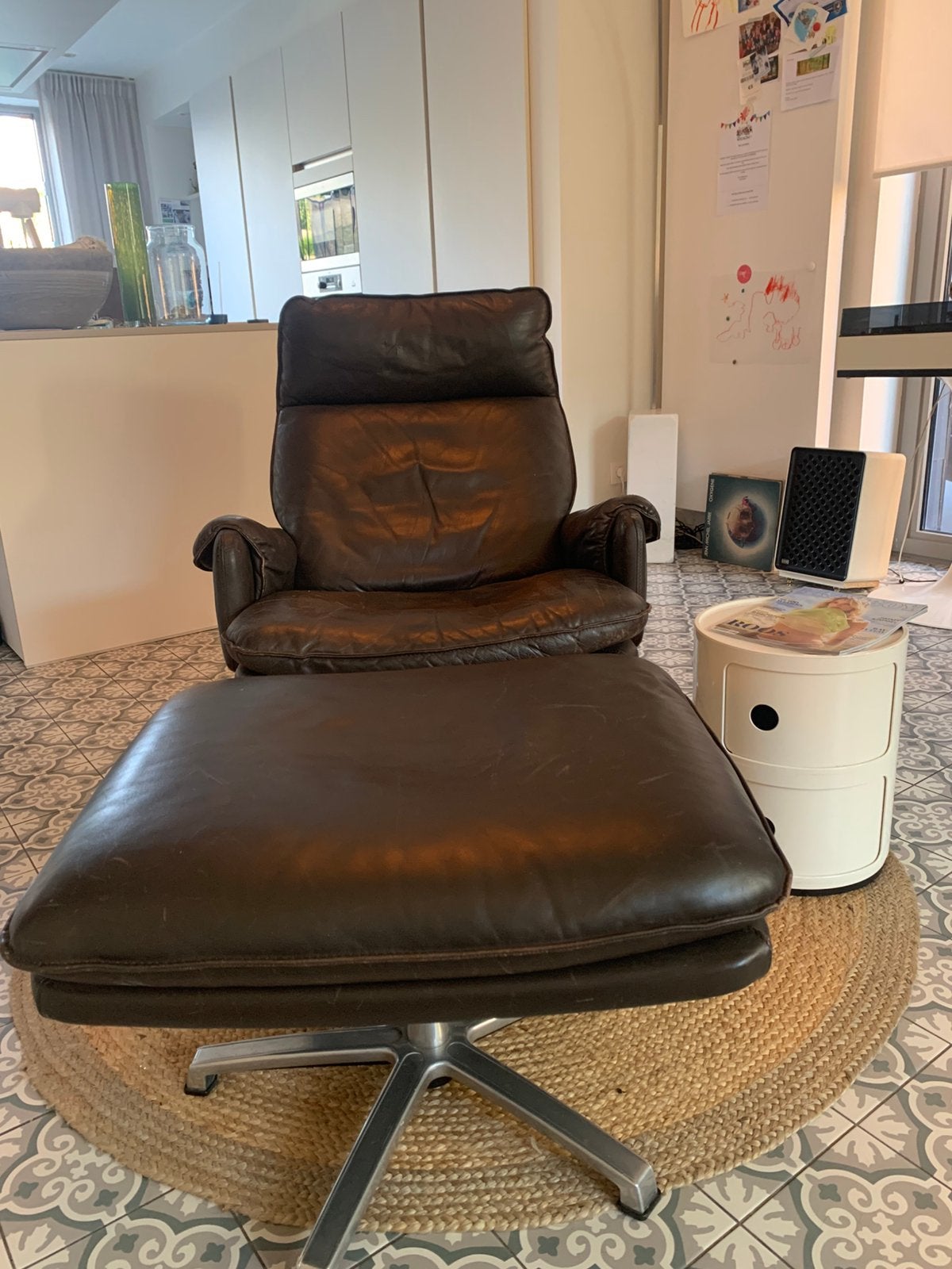 Vintage Design Lounge Chair & Ottoman ESA Møbelværk, Enlèvement, Utilisé, Cuir, 75 à 100 cm