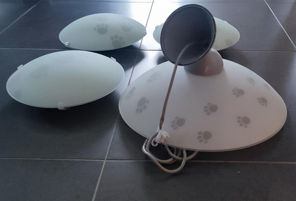 Set plafonnières en hanglamp, Ophalen