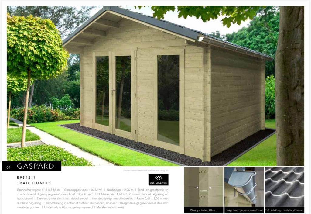 Tuinhuis gaspard 40mm geïmpregneerd, Tuin en Terras, Tuinhuizen, Tuinhuis, Verzenden, Nieuw, Hout