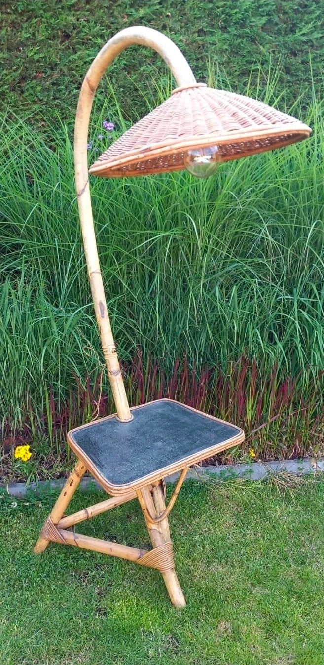 Vintage bamboo booglamp., Huis en Inrichting, Ophalen, Gebruikt, Hout