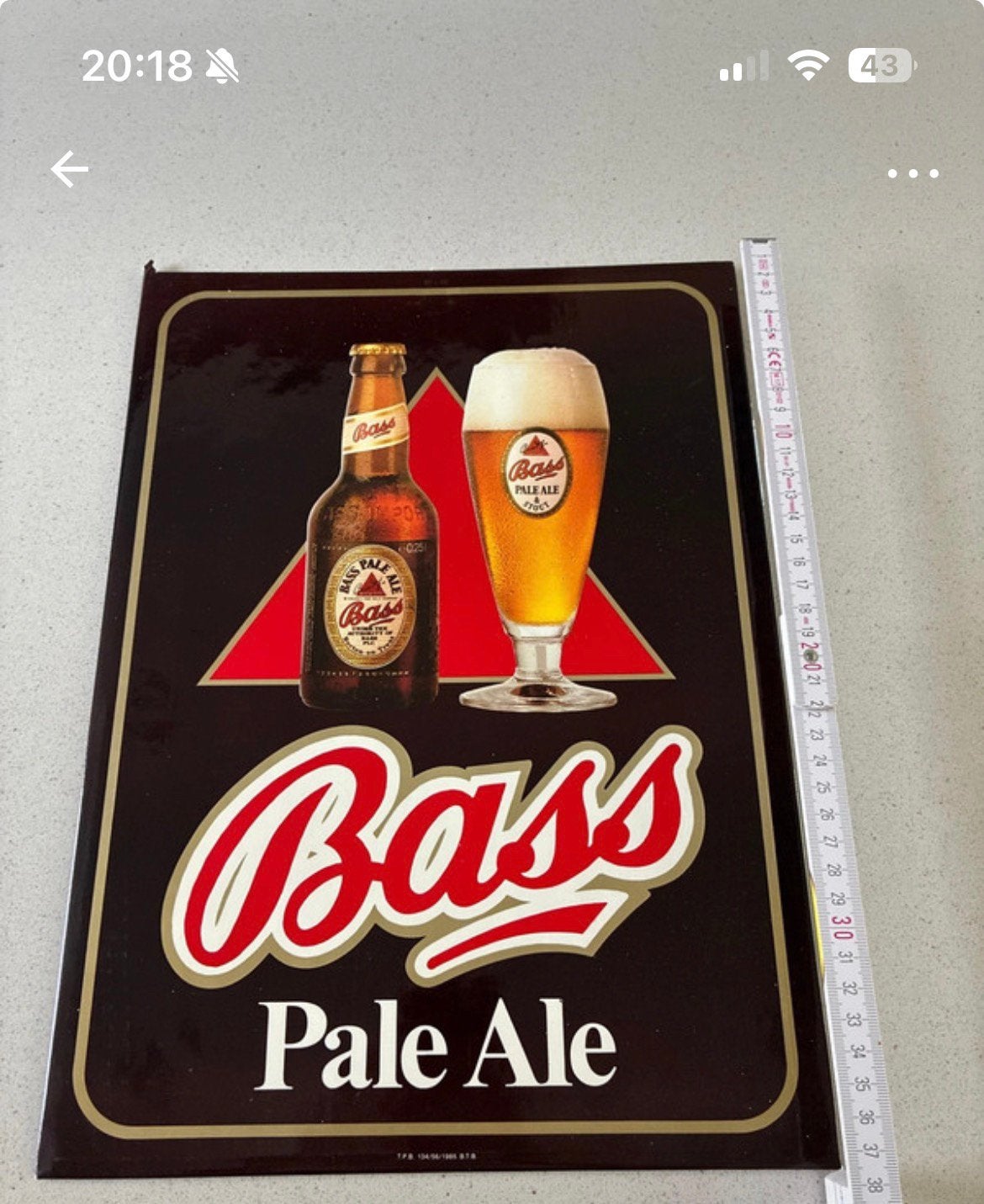 Kartonnen reclamebord Bass Pale Ale, Verzamelen, Ophalen, Gebruikt, Reclamebord, Plaat of Schild, Overige merken