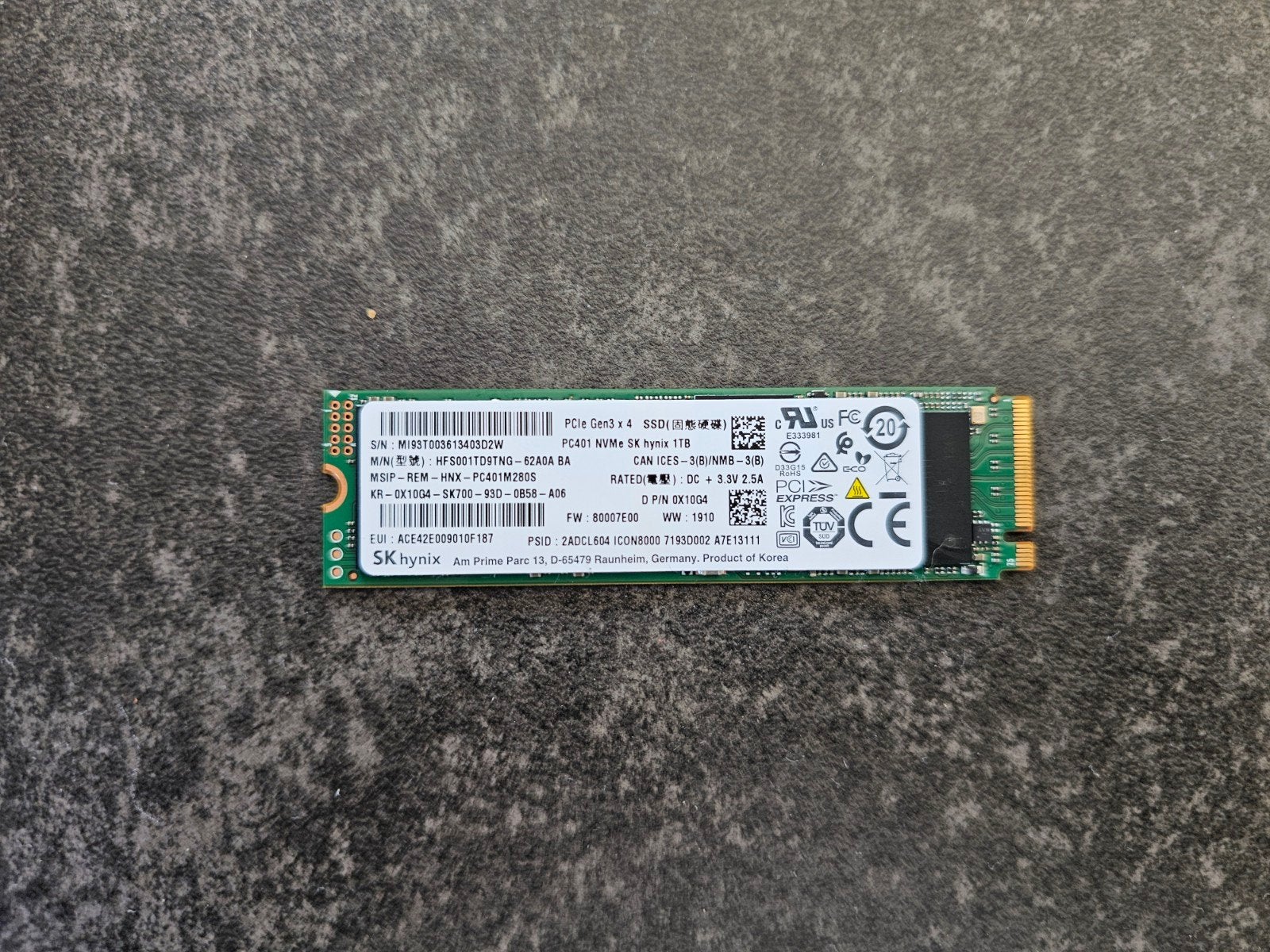 SK Hynix 1TB NVMe SSD, Intern, SSD, Ophalen of Verzenden, Zo goed als nieuw