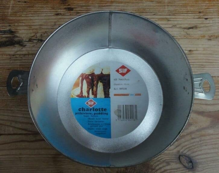 Vintage Franse metalen puddingvorm met 2 greepjes, SIF, Antiek en Kunst, Ophalen of Verzenden