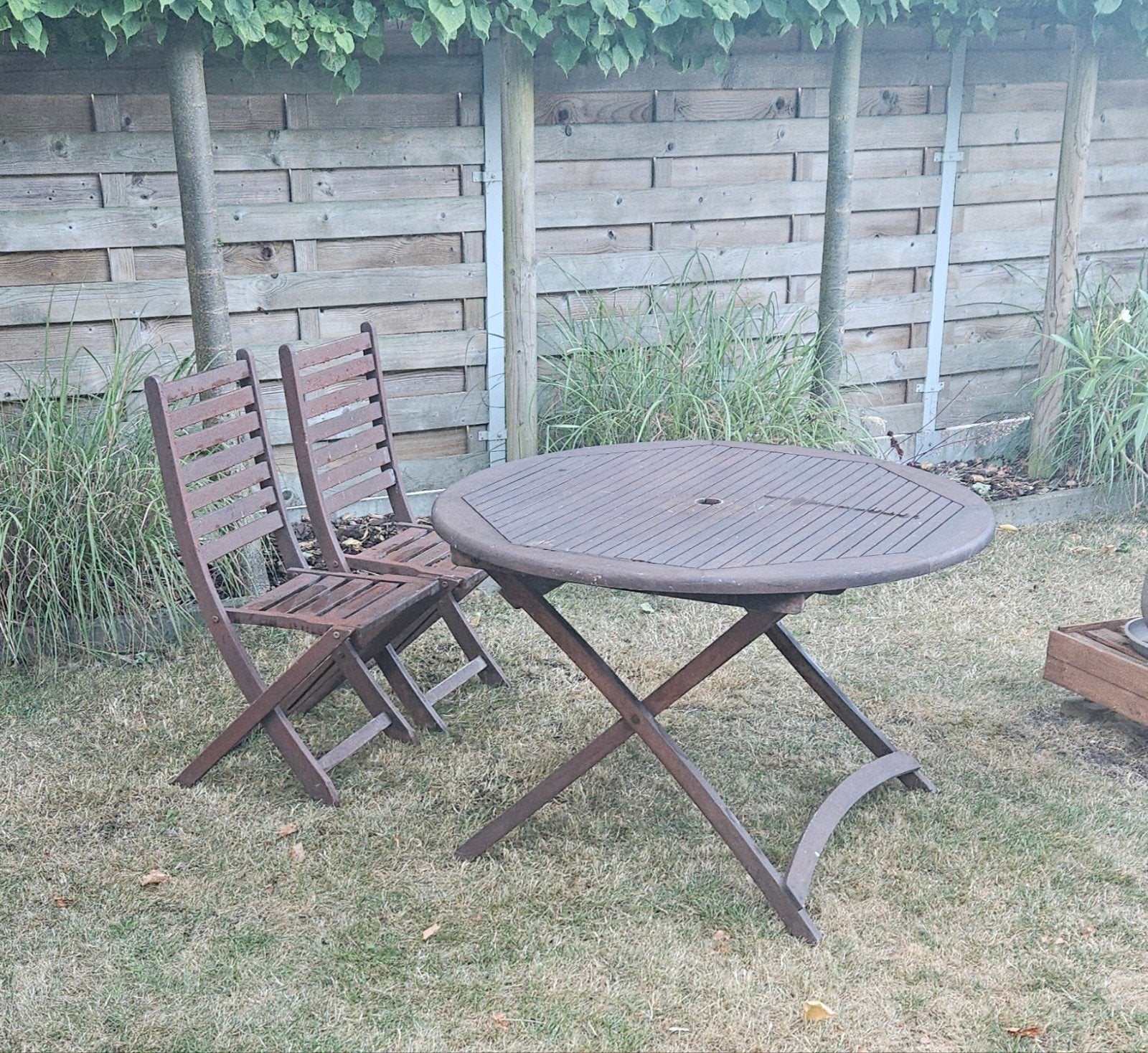 table ronde jardin 110 cm teak, Utilisé, Bois de teck, Table à dinner