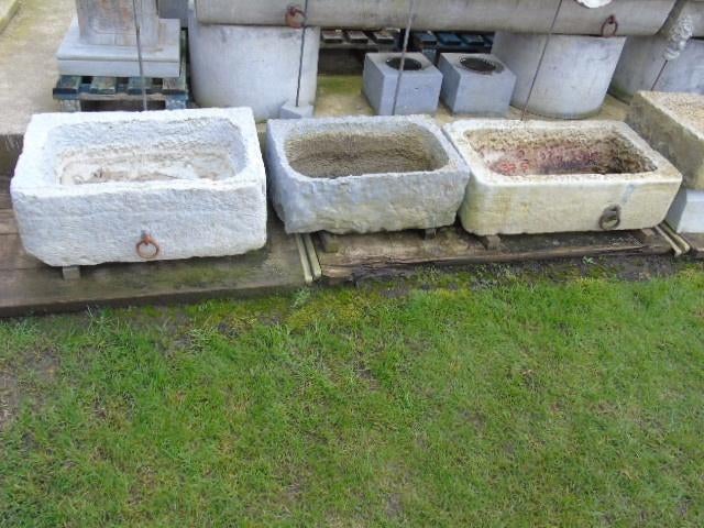 dienblad of trog in blauwe steen, plantenbak, goede keuze!!, Ophalen, Steen, Gebruikt, Minder dan 30 cm