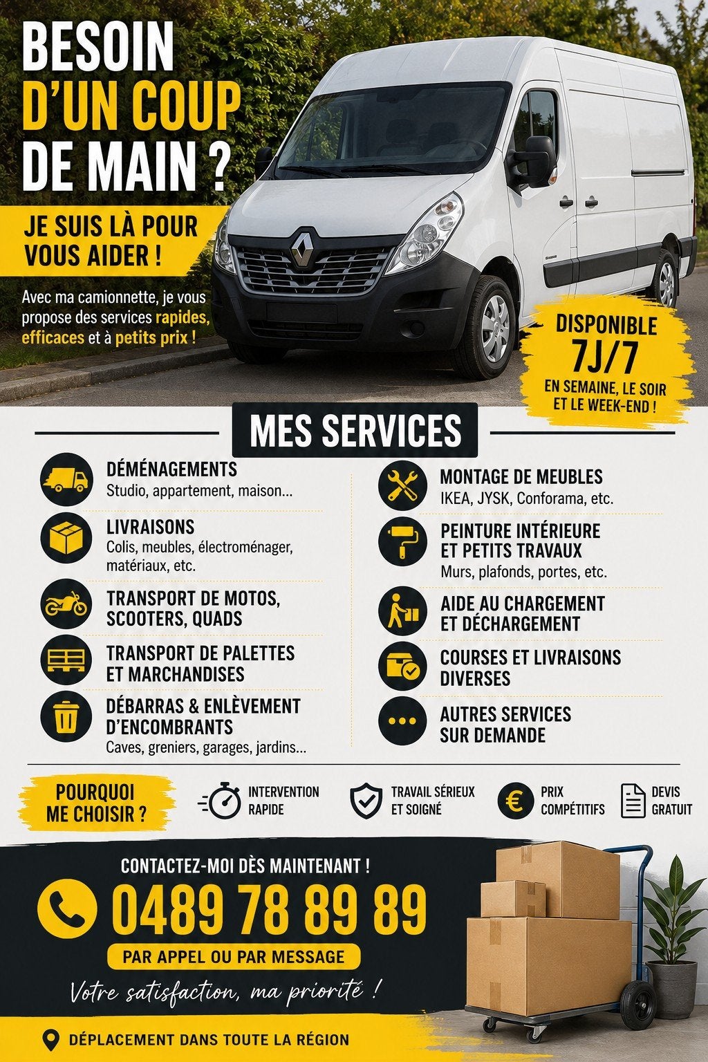 BESTELWAGEN BESCHIKBAAR — VERHUIZINGEN, LEVERINGEN EN KLE