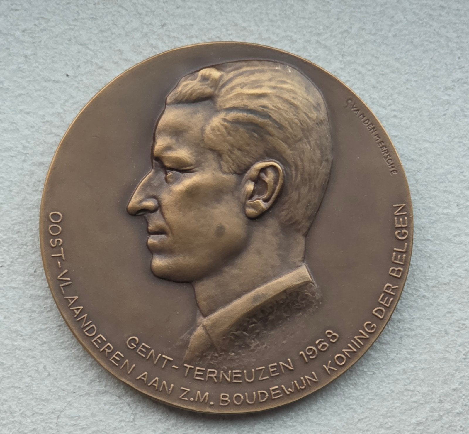 medaille opening Kanaal Gent-Terneuzen 1968 Boudewijn, Ophalen of Verzenden, Brons