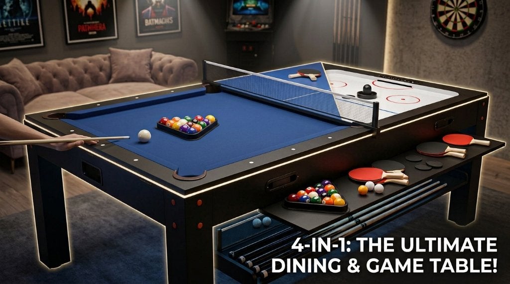 7ft 4-in-1 Eettafel - Biljart / Airhockey / Tafeltennis, Sport en Fitness, Ophalen, Gebruikt, Biljarttafel